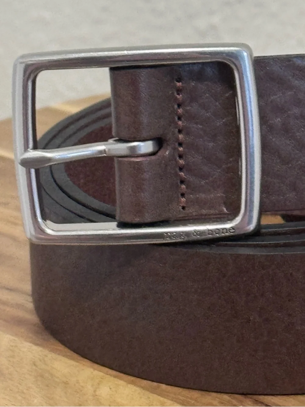NWT Rag & Bone Rugged Leather Belt in Espresso 38W